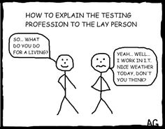 A cartoon about how to explain the testing profession to the lay person.